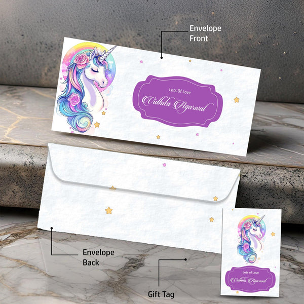 Personalised Money Envelopes - Enchanted Unicorn Design - Set of 20 - Chatterbox Labels - Envelopes