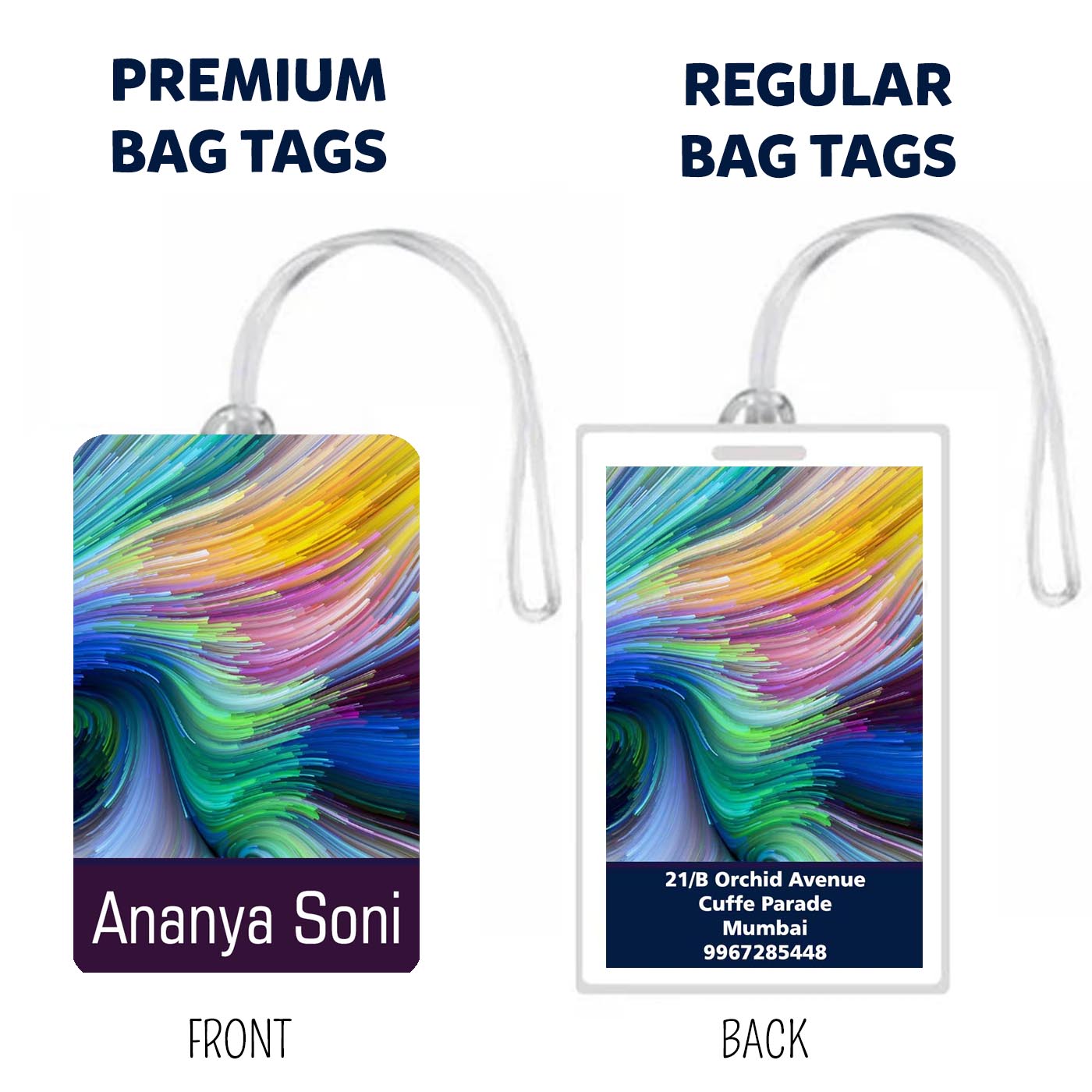 Bag Tags Rainbow Swirl Design - Set of 5 Chatterbox Labels