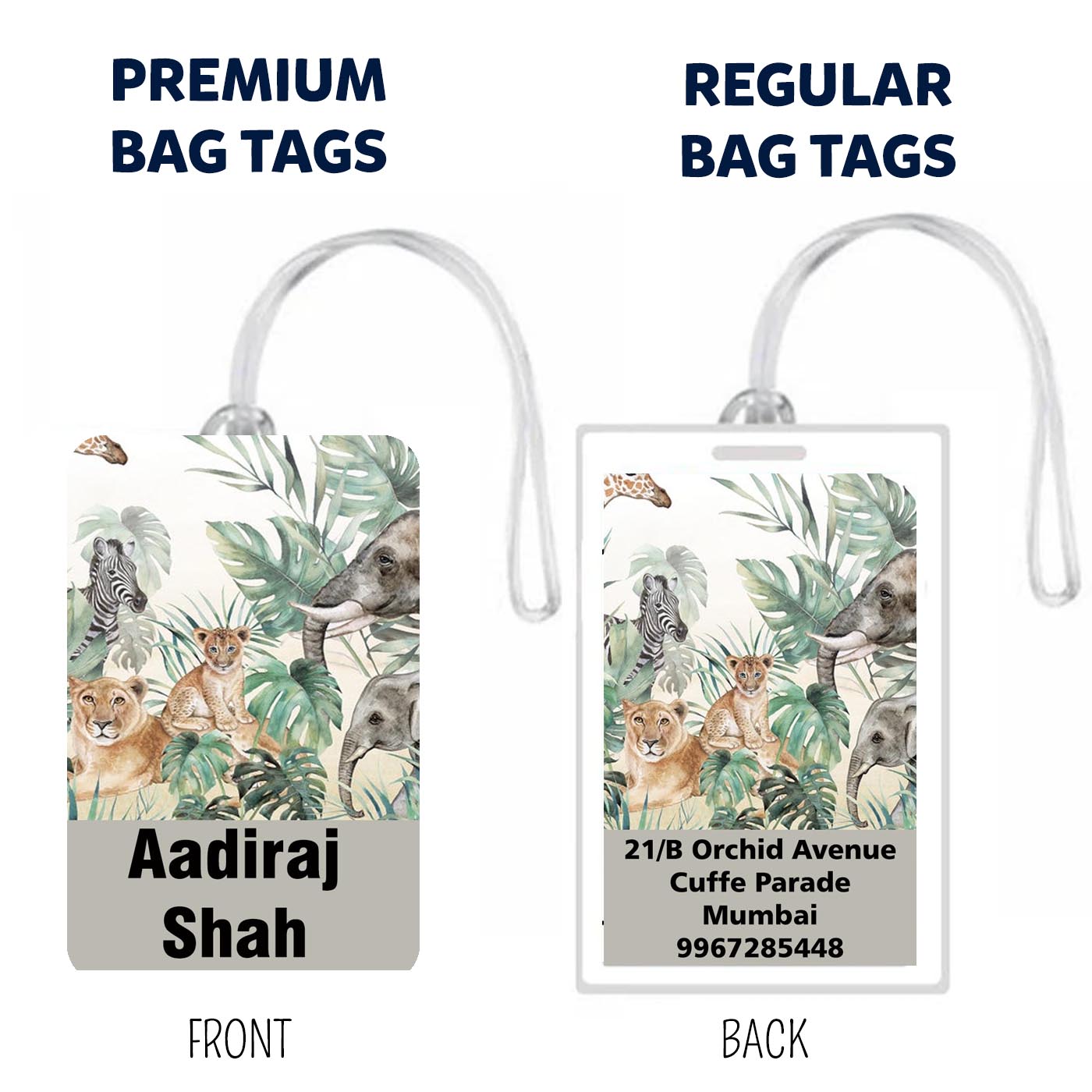 Bag Tags Animals Design - Set of 5 Chatterbox Labels