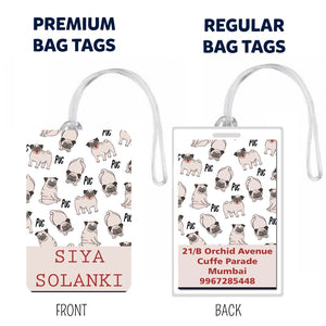 Bag Tags Pugs Design - Set of 5 Chatterbox Labels