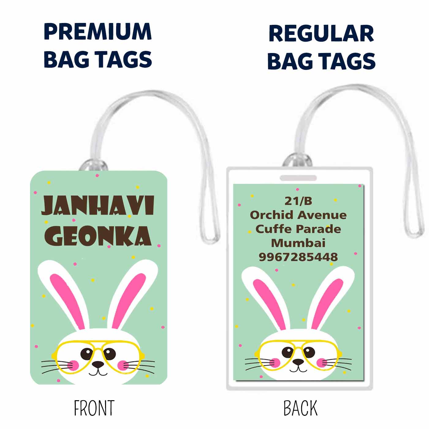 Bag Tags Bunny Design - Set of 5 Chatterbox Labels