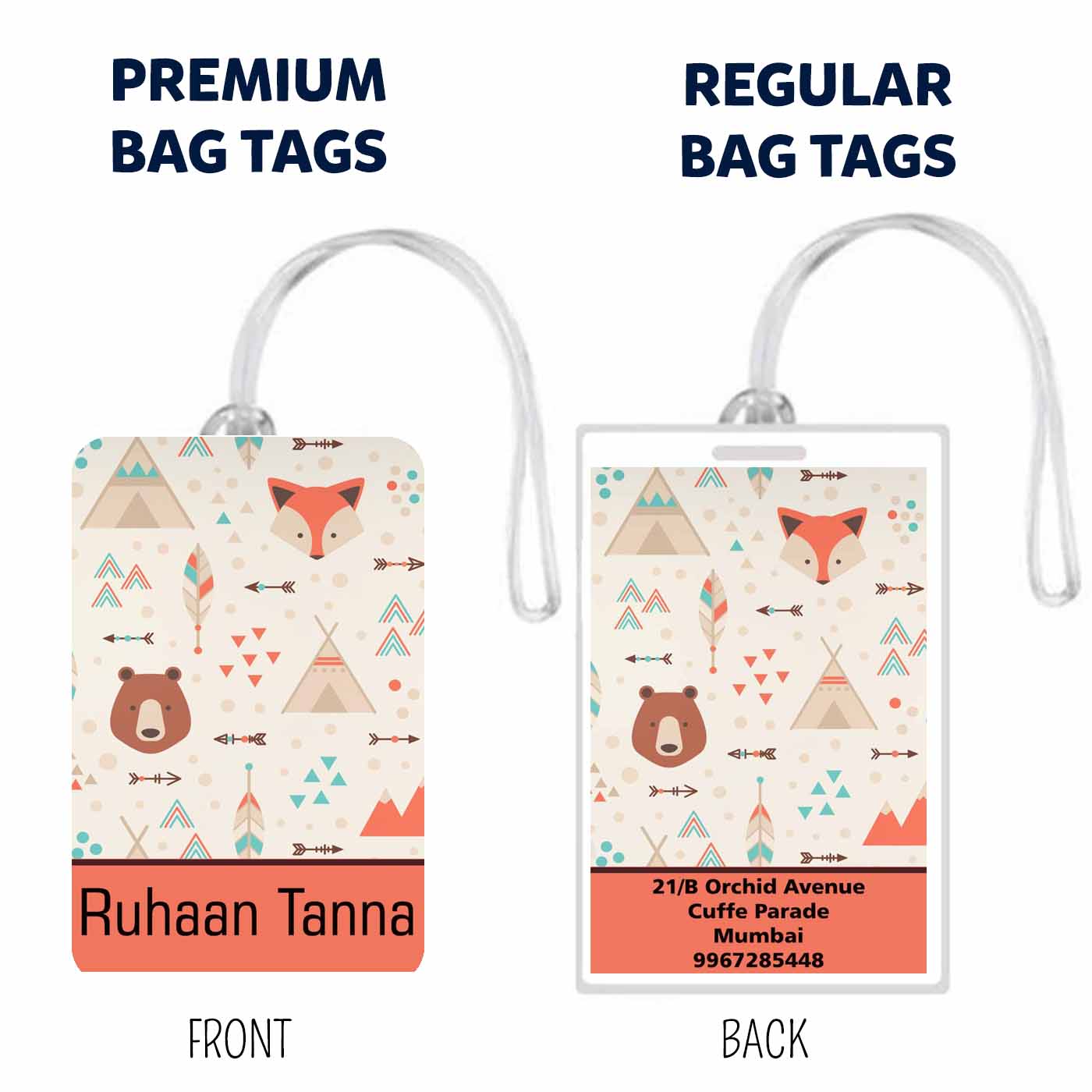 Bag Tags Teepee Design - Set of 5 Chatterbox Labels