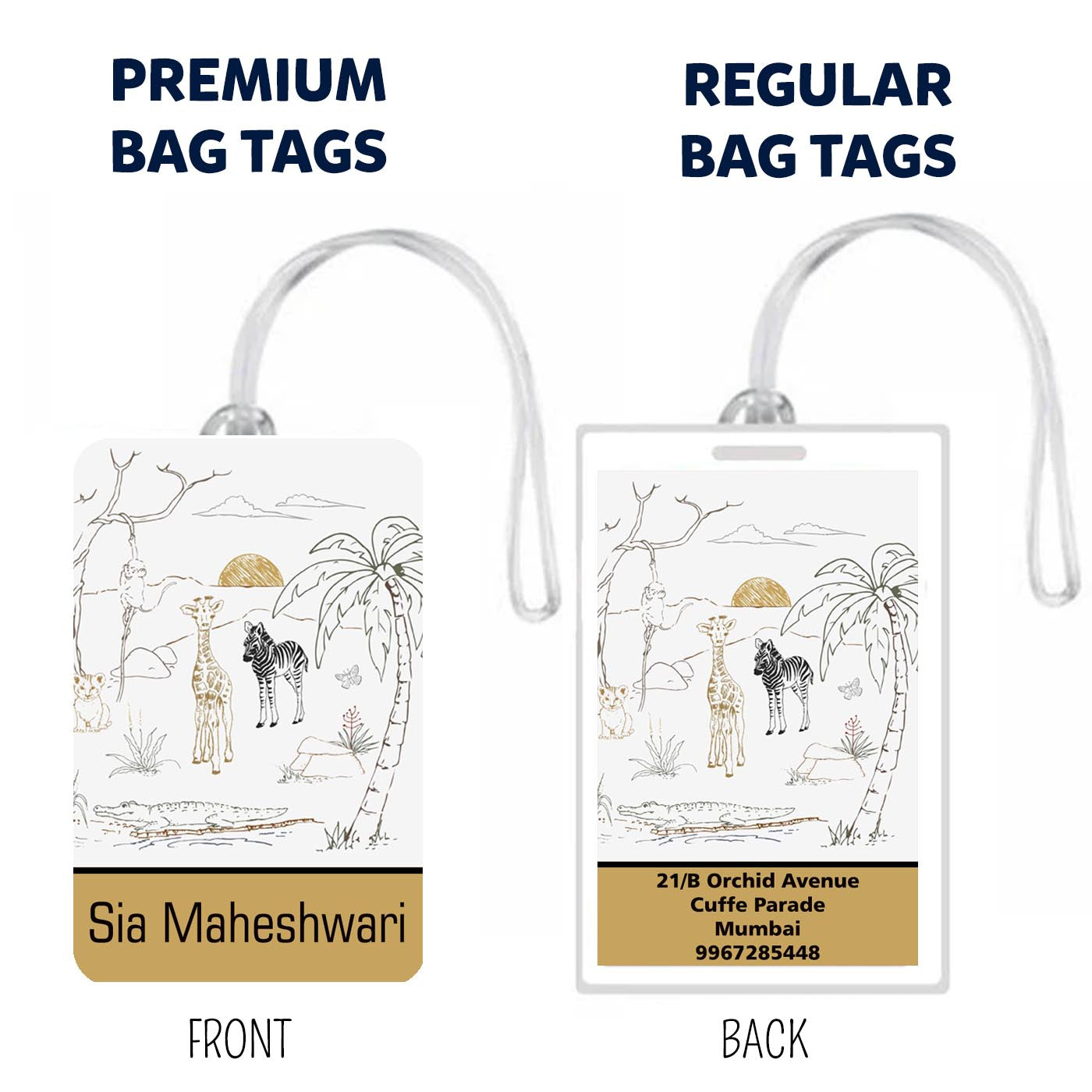 Bag Tags Wildlife Design - Set of 5 Chatterbox Labels