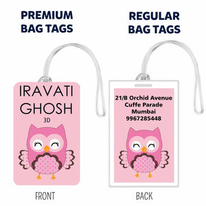 Bag Tags Pink Owl Design - Set of 5 Chatterbox Labels