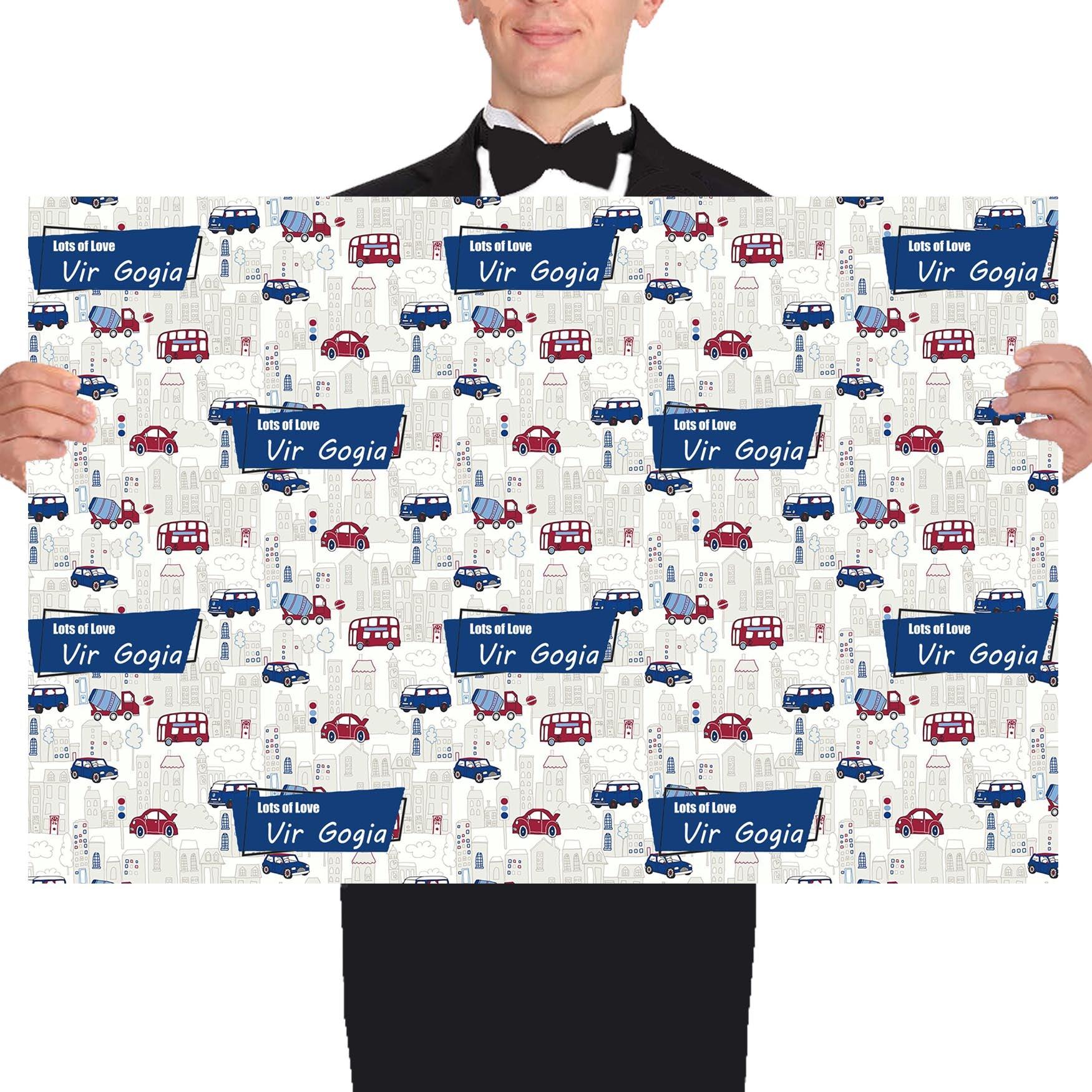Personalised Gift Wrapping Paper - Cars Theme 