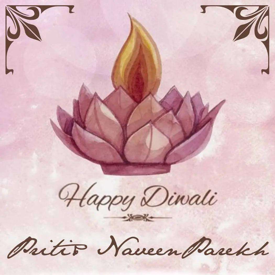 Happy Diwali Gift Tags/Gift Stickers - Hand Painted Lotus Design