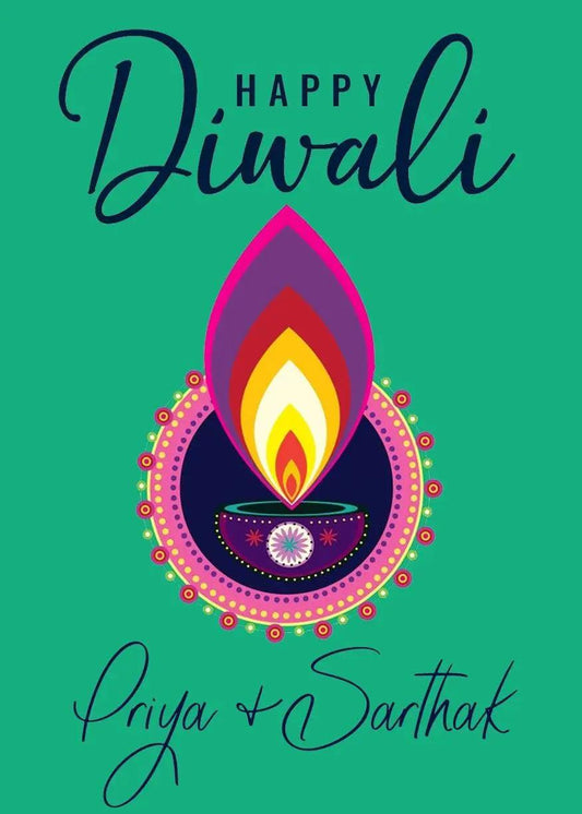 Happy Diwali Gift Tags/Gift Stickers - Rangoli Diya - Chatterbox Labels - Gift Tags
