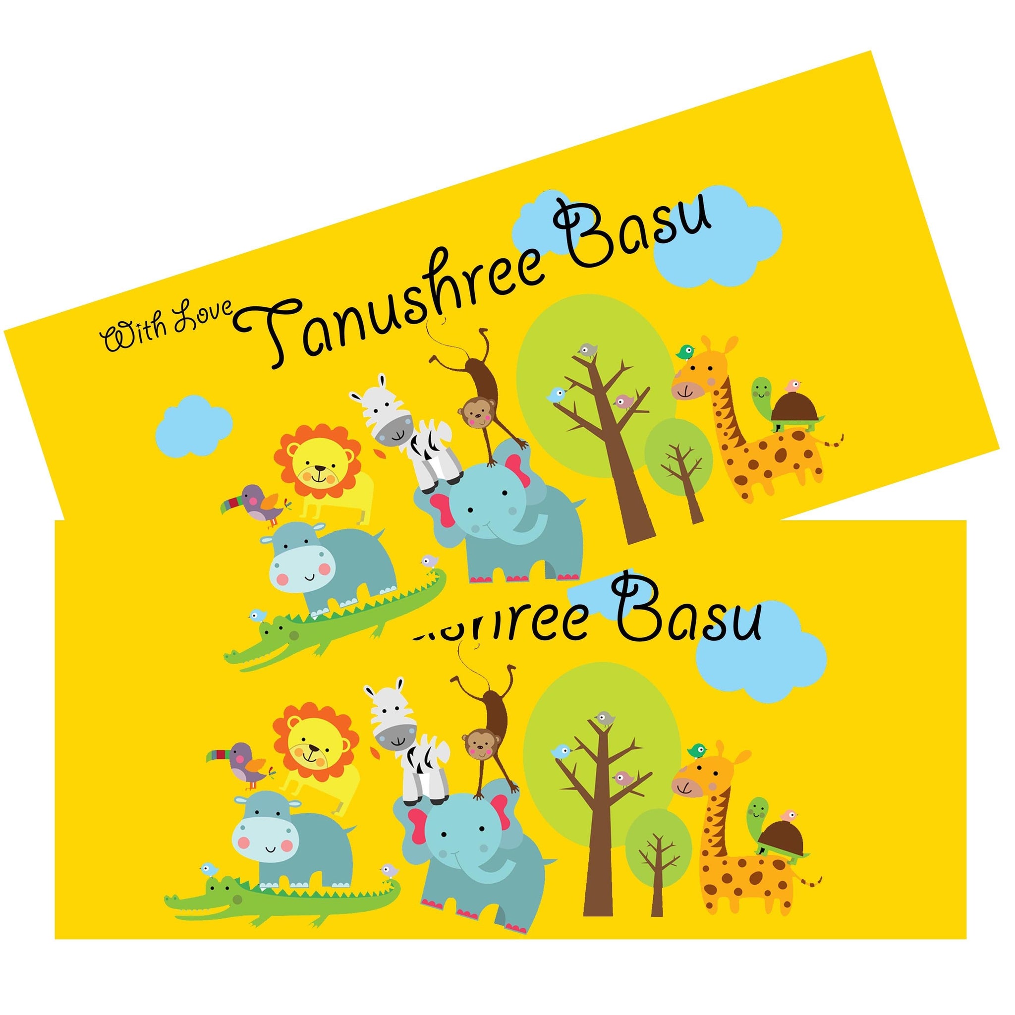 Personalised Money Envelopes - Yellow Jungle Theme - Set of 20 Chatterbox Labels
