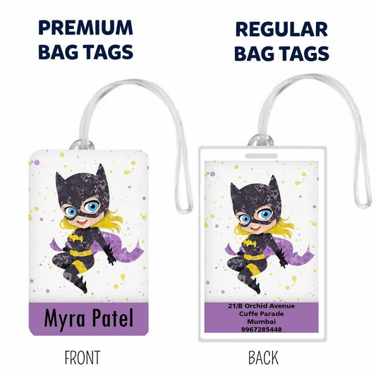 Set of 5 - Bat Girl Design Bag Tags - Chatterbox Labels - Bag Tags