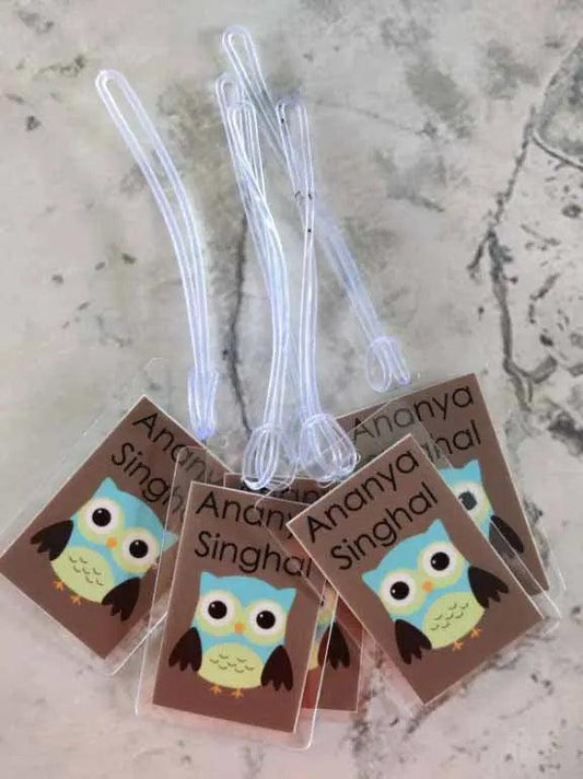 Personalized Bag Tags for Kids - Set of 5 - Turquoise Design - Chatterbox Labels - Luggage Tags